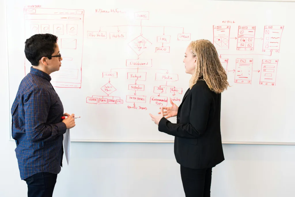 Two People at a Whiteboard